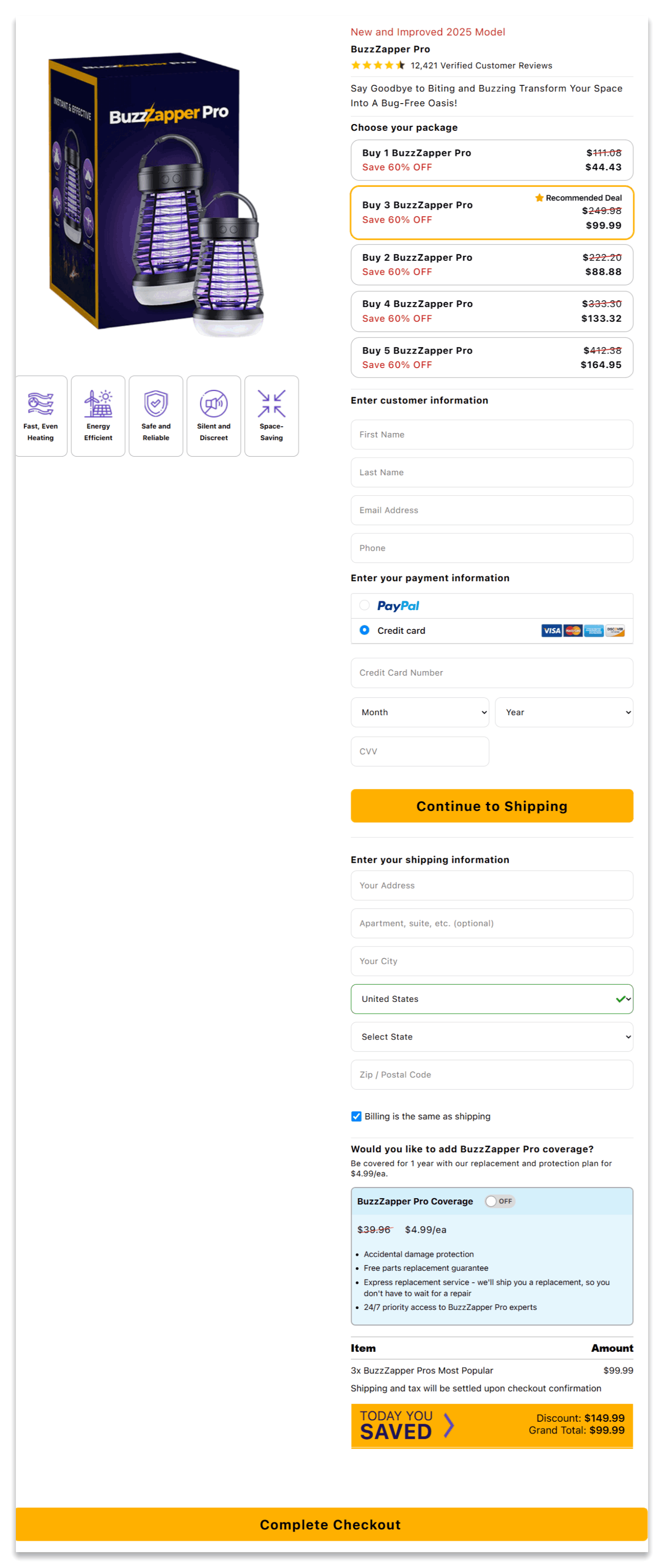 BuzzZapper Pro secure checkout page